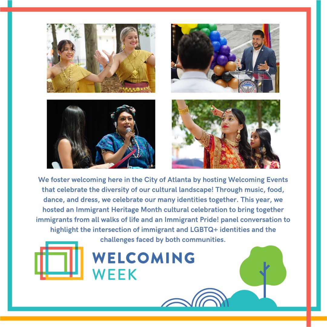 WelcomingATL's tweet photo. 🌟WELCOMING EVENTS🌟

We foster welcoming here in #Atlanta by hosting Welcoming Events that celebrate the #diversity of our cultural landscape! Through music, food, dance, and dress, we celebrate our many identities together.

#WelcomingWeek #WelcomingWeek2022
🧵Thread: 1/2 https://t.co/GReDbCTpCO