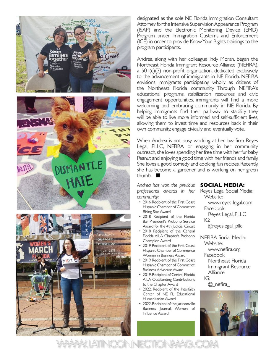 LatinConnection's tweet image. On the cover of the September issue of Latin Connection Magazine is award winning immigration attorney Andrea Reyes, “La Abogada de la Comunidad!” Read her story here!