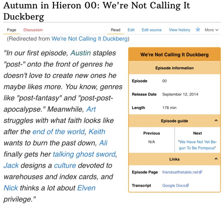 fattwiki's tweet photo. Featured page: the very first episode of #FriendsattheTable ! Eight years ago today, FatT kicked off and here we are now https://t.co/SZNUJZama9 https://t.co/ETlUVuCqLw