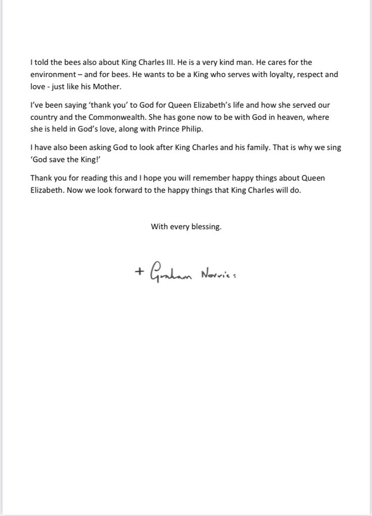 bishopnorwich's tweet photo. My letter to the children of Norfolk and Waveney to help them make sense of this time. #QueenElizabethII #KingCharlesIII https://t.co/amEPvlweBB