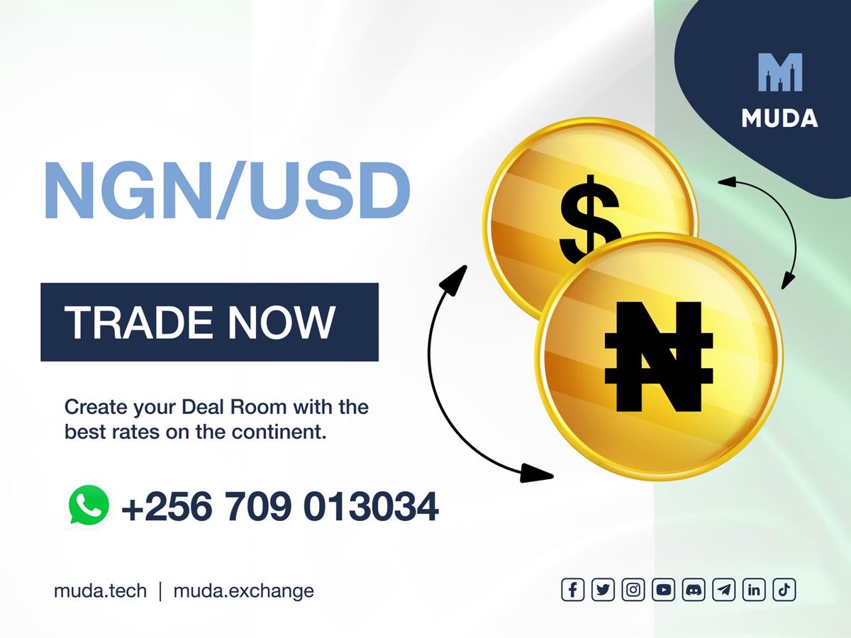 Good morning from the MUDA OTC desk! Do not hesitate to reach out to us for any of your trading needs!

#otcdesk #muda #crypto #fiat #usdt #ngn #usd