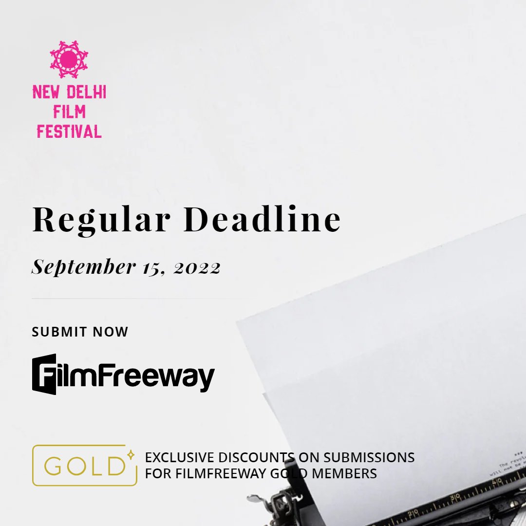 NDFFbyJIFF's tweet photo. SUBMIT TODAY Before before Regular deadline 15 Sep in 
NEW DELHI FILM FESTIVAL-NDFF
FESTIVAL WHERE THERE IS TRUST AND VALUE OF YOUR FILM.
Submit Online: https://t.co/tDWx9IeSWc
15% off waiver Code for filmfreeway: LuckyNDFF15
More - https://t.co/PaVSL4uUcQ

#NewDelhiFilmFestival https://t.co/0uBM5oS90y