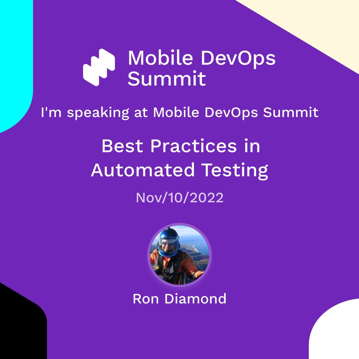 ron_diamond's tweet photo. Please RT!

I'm happy to announce I'll be speaking at Mobile DevOps Summit 2022 in November.

"Best Practices in Automated Testing"
https://t.co/LmC78eBUh4

Hope to see you then.

#mobiledevops22 #mobiledevopssummit
#AutomatedTesting #CleanArchitecture #BestPractices https://t.co/5vBsRG8PQh