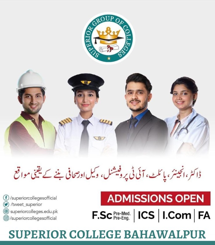 GroupBahawalpur's tweet image. Get registered in,
SUPERIOR GROUP OF COLLEGES
(BAHAWALPUR CAMPUS)
Intermediate plus classes and start your journey of success in the fastest growing educational institute of Pakistan.
#superiorgroupofcolleges
#BeSuperior
#IntermediatePlus
#opportunity
#admissionopen2022