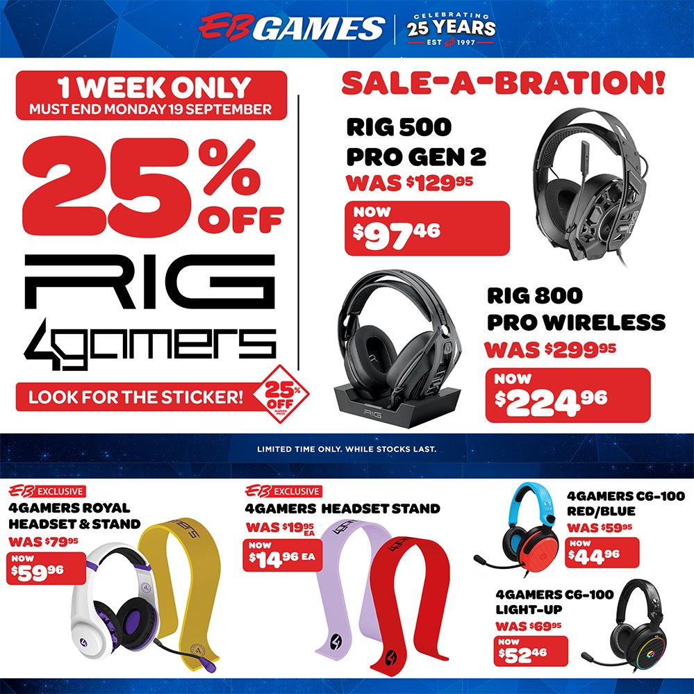 EBGamesAus's tweet photo. π It's our birthday, and we're having a 25 Year #Sale-A-Bration! Check out these AMAZING deals, available for ONE WEEK ONLY!
Stay tuned for more awesome deals to come: https://t.co/4F8Ev19DLh
#ebgamesaus #ebgame https://t.co/qHcriyTFjt