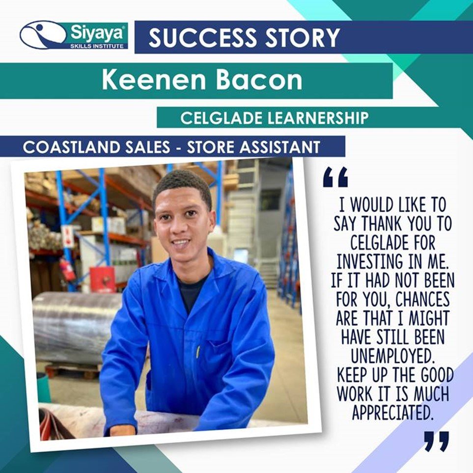 SiyayaSkills's tweet photo. “Awesome life changing experience”  
✨🎉#Congratulations🎉✨ Keenen on your new position at Coastland Sales. @Coastlandsales 
#SiyayaSkills #LearnerSpotlight 
#YouthSkillsDevelopment #SuccessStory #LearnershipsWork #WorkplaceExperience #Nextec #PeopleSolutions #ProudlyEOH https://t.co/D9ZcjnFBiu