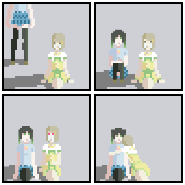 #pixelart I have a lot of examples from both, picked these two pretty much at random. I still do a LOT of love live art (though I do art for a lot of things)
I'm also a fic writer, and the improvement is there too

2020 <-                         -> 2022 https://t.co/x5g4zKFFKa 