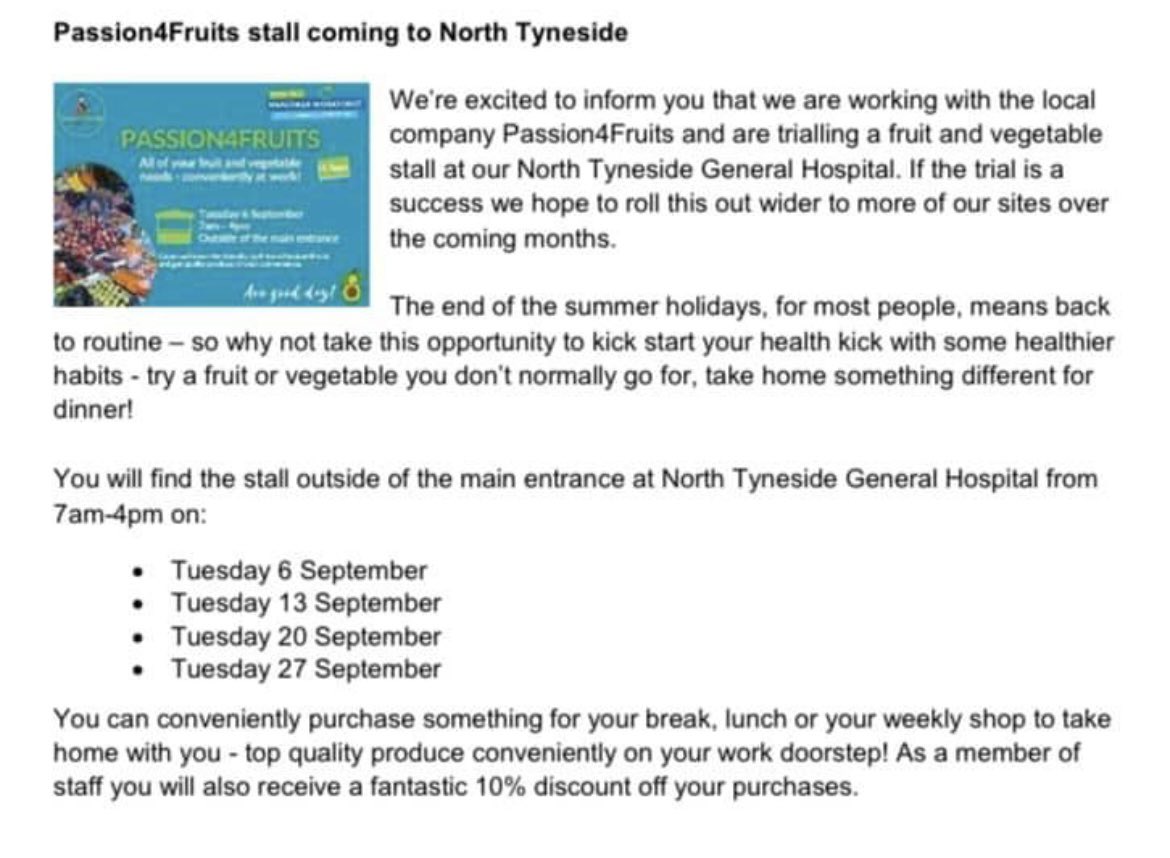 Nicole Contogiorgi (@nicole_corfu) on Twitter photo Donโt forget our fresh fruit and veg stall is at NTGH main entrance again today ๐ ๐ ๐ Northumbria Healthcare Nhs Trust <a href="/NorthumbriaNHS/">NorthumbriaNHS</a> Donโt forget our fresh fruit and veg stall is at NTGH main entrance again today ๐ ๐ ๐ Northumbria Healthcare Nhs Trust <a href="/NorthumbriaNHS/">NorthumbriaNHS</a>