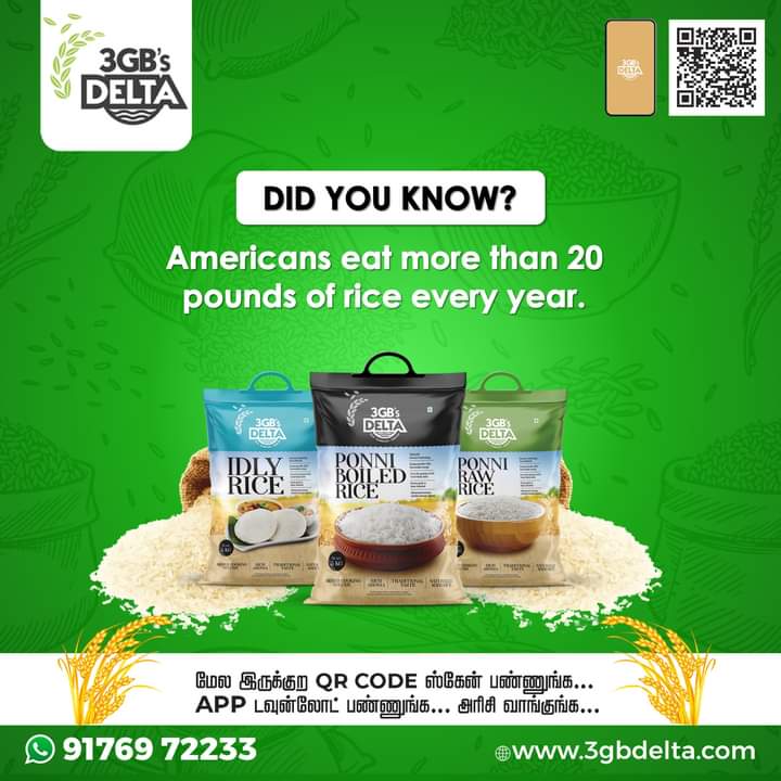 3gbdelta's tweet photo. Did You Know?
We blend tradition with technology to deliver taste in every bite. 📲Click the link https://t.co/7Y9WX9IDxB to now.
#3gbdeltarice #delta #rice #food #homemaker #coimbatore #shopping #tamilnadu #trending #foodie #coimbatoreshopping #chennai #shops #funfact https://t.co/R6r0lUOSqw