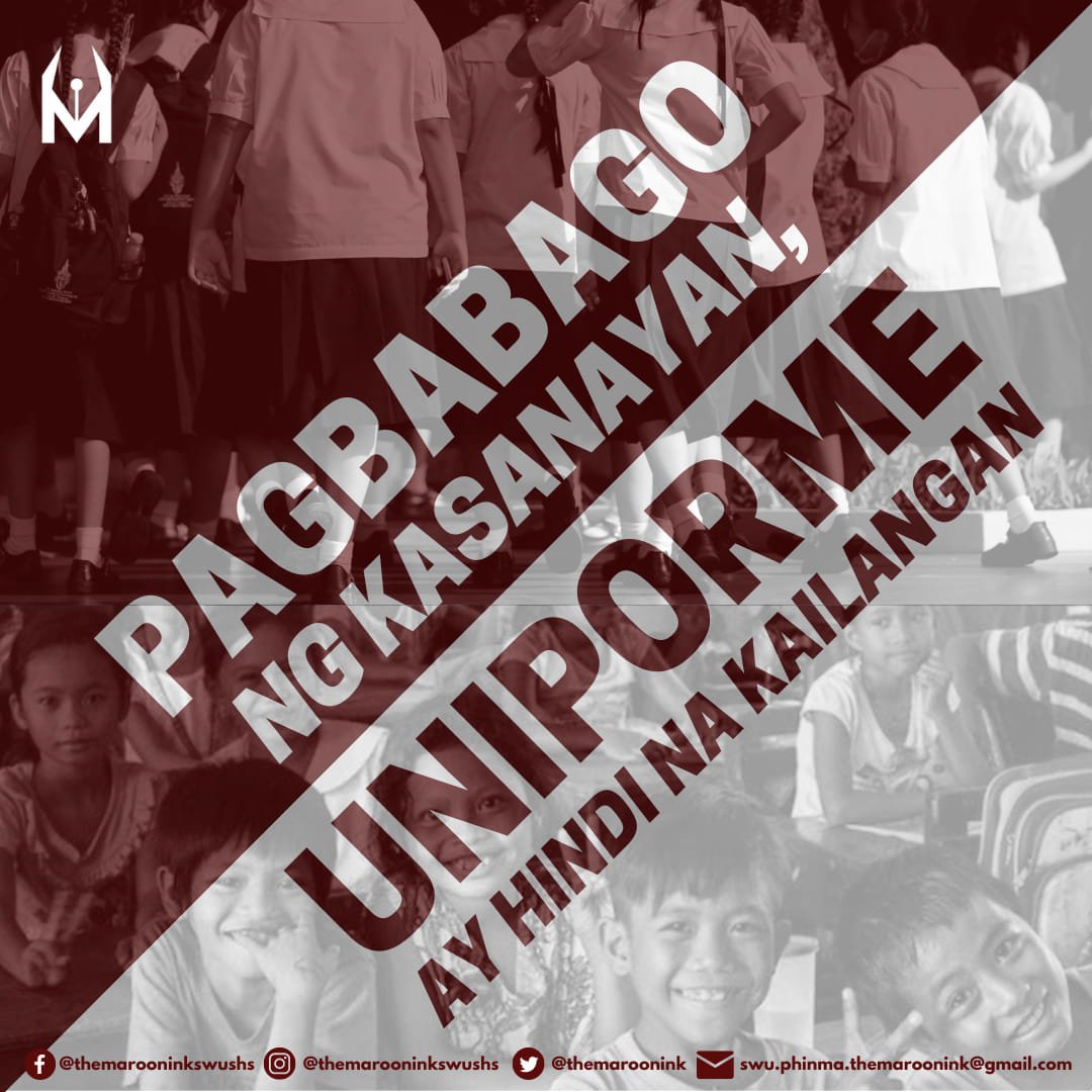 themaroonink's tweet photo. 𝐏𝐚𝐠𝐛𝐚𝐛𝐚𝐠𝐨 𝐧𝐠 𝐍𝐚𝐤𝐚𝐬𝐚𝐧𝐚𝐲𝐚𝐧, 𝐔𝐧𝐢𝐩𝐨𝐫𝐦𝐞 𝐚𝐲 𝐇𝐢𝐧𝐝𝐢 𝐧𝐚 𝐊𝐚𝐢𝐥𝐚𝐧𝐠𝐚𝐧

Ano ang nais ninyo mga kamag-aral? Ang magsuot ng uniporme sa loob ng paaralan o piliing hindi na lamang?

Isa sa pinakamainit na pinag-uusapan ngayon sa loob ng sektor ng https://t.co/sbI9UUqkiO