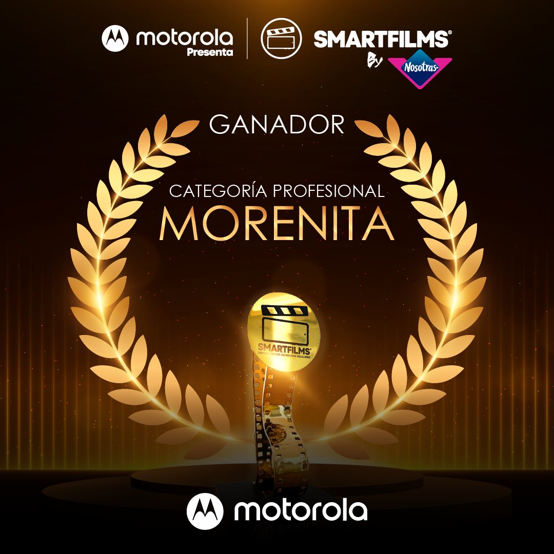 smartfilmsco's tweet image. #SMARTFILMS2022
#GalaDePremiación 

🏆 El ganador de la categoría PROFESIONAL @motorola_col  es MORENITA