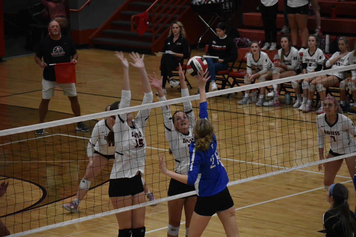 OGGageJohnson's tweet image. FINAL: Trinity 3, Daviess County 2 (25-23, 14-25, 25-17, 21-25, 15-11). The Lady Panthers kept battling to force the fifth set, but Trinity’s defense puts them on top, now sitting at 6-0 in region play (15-4). DC falls to 9-7 overall with the loss
