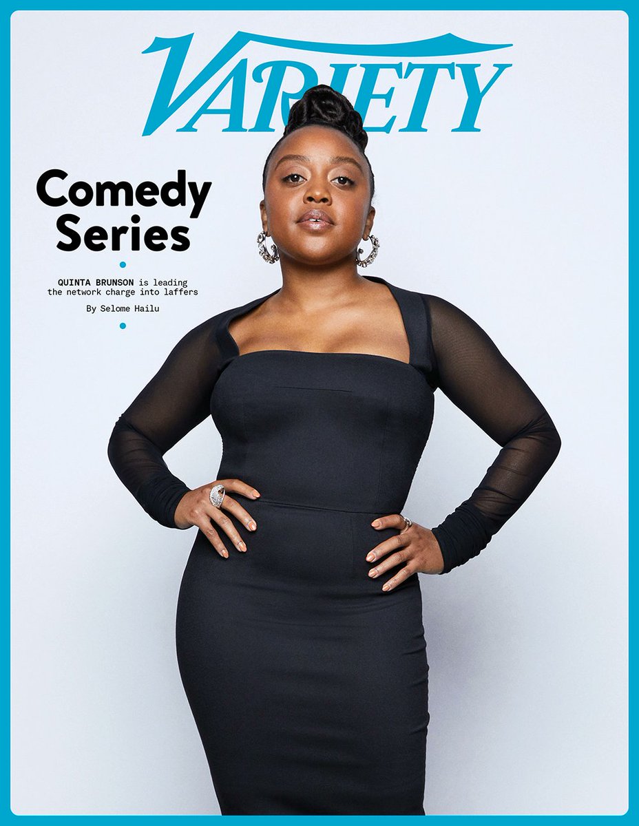 Variety's tweet photo. Quinta Brunson just won an #Emmy. 

She previously covered Variety's Comedy Series Emmy Extra Edition. “We have these Black main characters, and I saw an opportunity to make sure that they were fleshed out and dimensional," she said.
https://t.co/I0W6ViRL0E https://t.co/yaRX0Z21yM