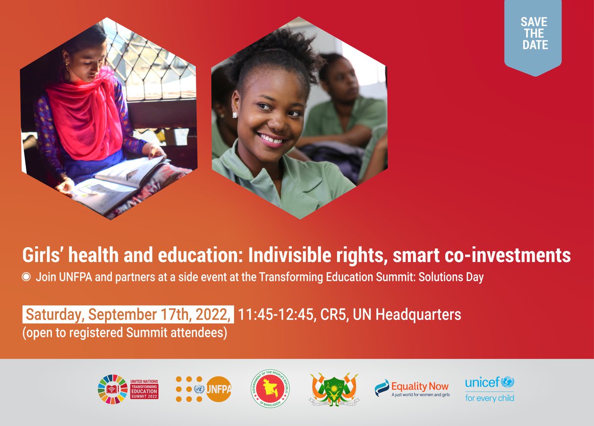 satvikac's tweet photo. Join us at the Transforming Education Summit to shine a light on the critical interlinkages between girls' health and education! https://t.co/XOdWd0rbBD