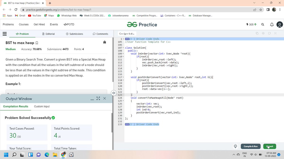 It's Day 75 of 100 Days of Code by 
@CodeinCommunity and @MinutesCoding

Question Solved:  BST to max heap
Link: ide.codingminutes.com/?id=zzhd
Discord: discord.com/invite/sqFRzrj…
#100daysofcodechallenge #codeincommunity #codein100daysofcode #100daysofcode #Coding