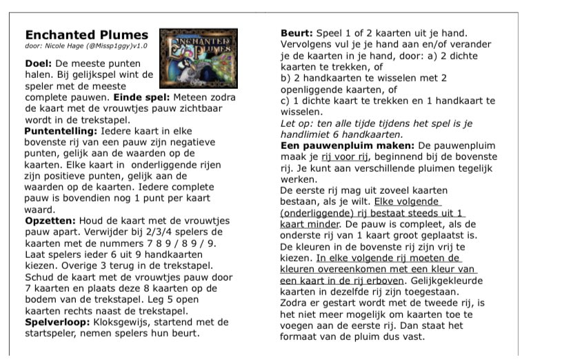 Now there’s a player aid in Dutch for #EnchantedPlumes 

boardgamegeek.com/filepage/24641…