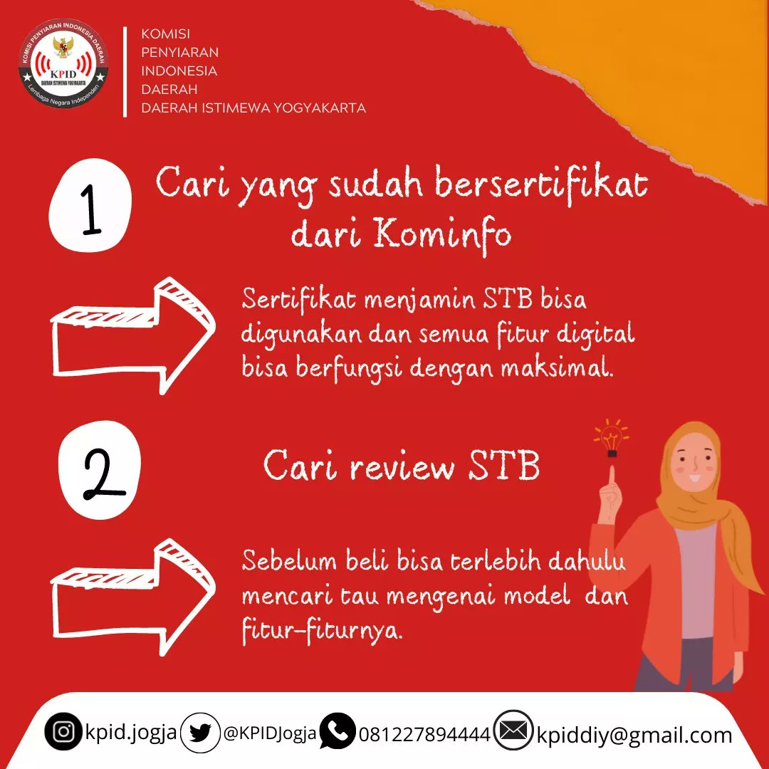 kpidjogja's tweet photo. Hai Sobat Penyiaran! 

Sobat penyiaran udah beli Set Top Box belum nih buat beralih ke TV digital? Sebelum beli cek dulu ya tips-tips berikut ini!☺️

Semoga tips-tips ini  bermanfaat ya sobat! 🙌

Sumber: https://t.co/0mMNgocwnn https://t.co/QtfGHiG4Ik