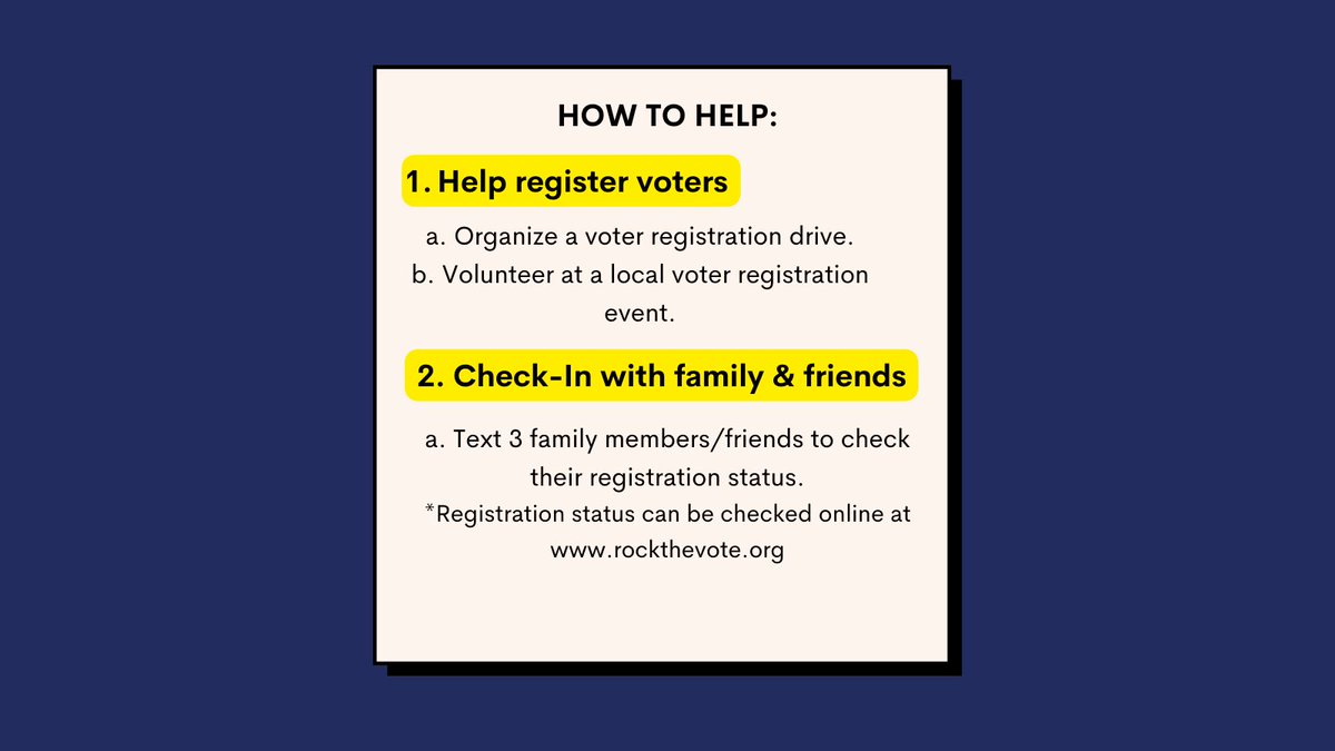 Today's #DVRW action to #GOTV: 

Get your community registered to vote! Be aware of voter registration deadlines which vary from state to state. Registering to vote or checking your registration can be done at vote.org #DVRW #DisabilityVote #CripTheVote #RevUp