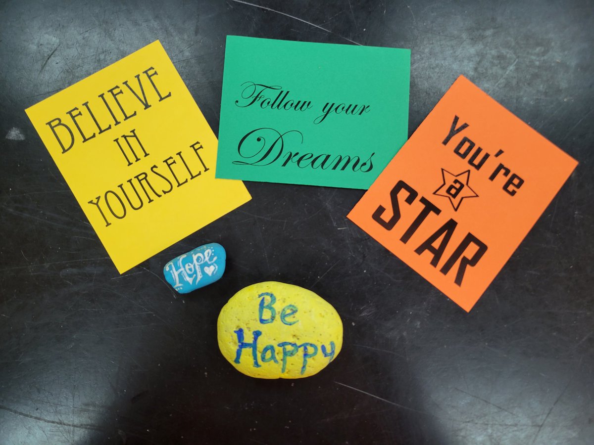 OFAM_Rocks's tweet image. Today was National Day of Encouragement.   OJH Student Council wrote uplifting messages to students and teachers on Encouragement Cards.  In addition,  positive messages were painted on #OFAM Rocks and hidden around the campus for students to find.