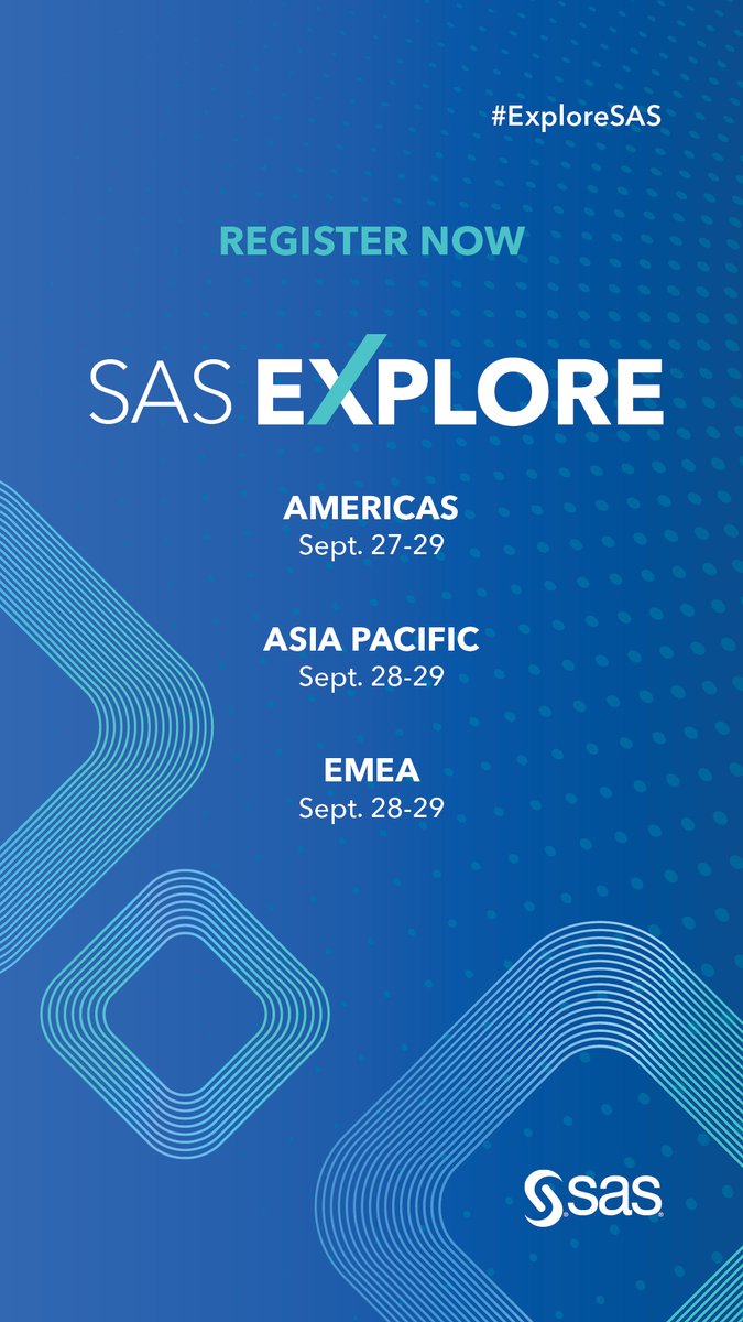 sallyeaves's tweet photo. It's #ComingSoon - Join us #ExploreSAS
#DataScience & #developers - this one is for you!
Sign up free๐
https://t.co/Yq8Rn5gasp
#Analytics #AI #ML #Cloud #SASPartner #data #AI #DataAnalytics #innovation #hackathon @Shi4Tech @dinisguarda @KirkDBorne @Paula_Piccard @jblefevre60 https://t.co/QBWYY4PaTS