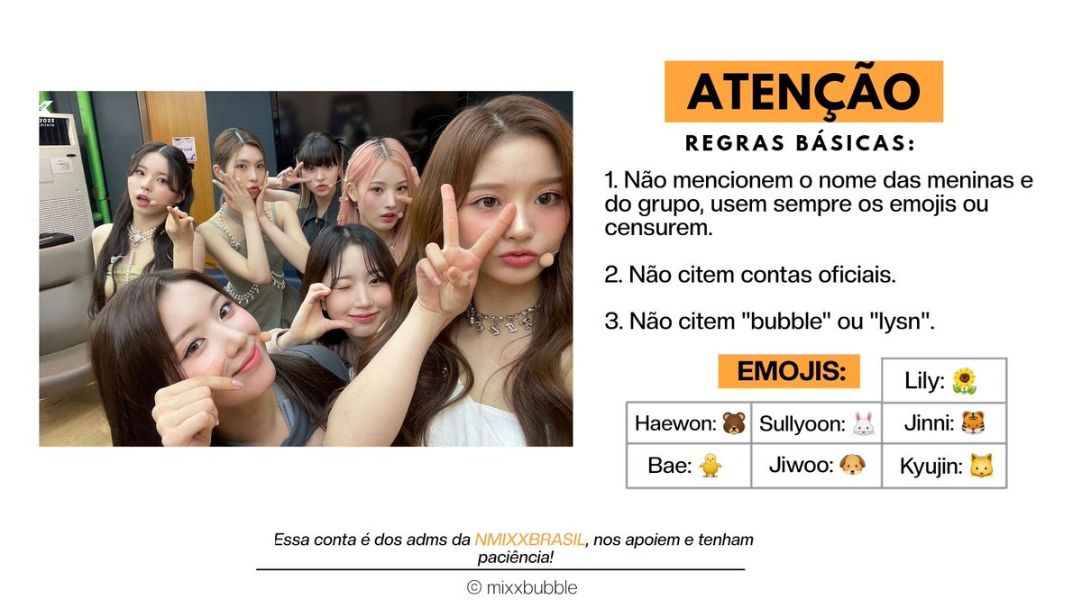 🫧 | Conta para tradução e mídia do bbl do NMIXX.

Atenção nas regras e aos emojis!