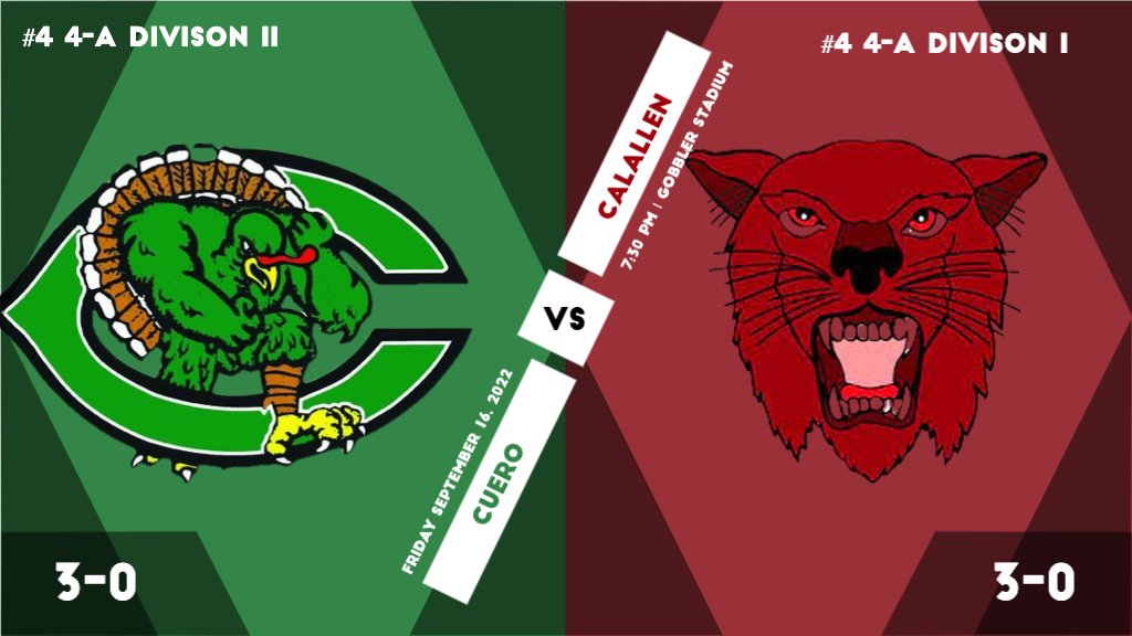 What a showdown we have here in Cuero Friday night!  Show up early and stay late to help support the Gobblers in a battle of state ranked teams!  #AKC #PlayGreen #GoMeanGreen