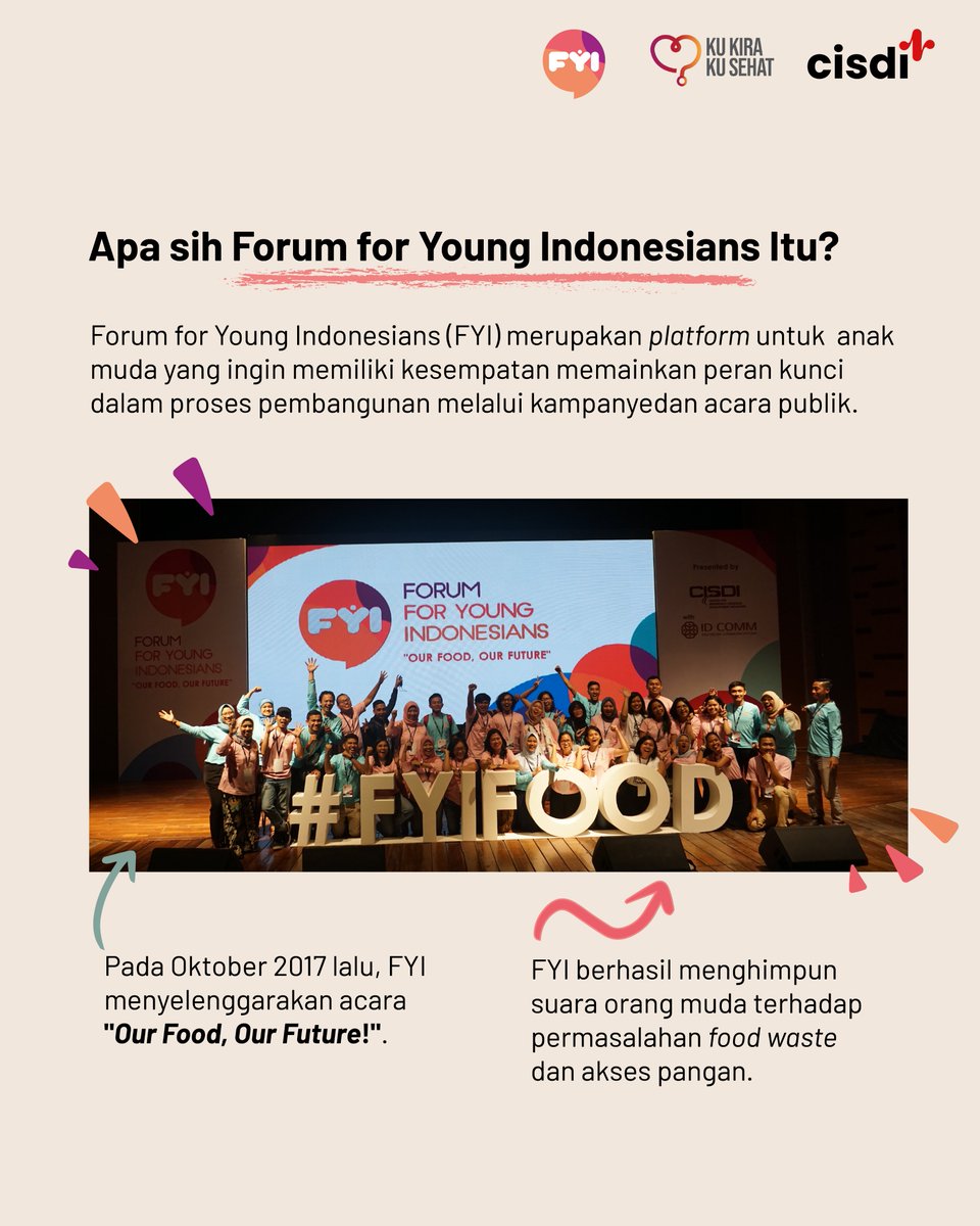 FYIndonesians's tweet photo. Forum for Young Indonesians Kembali! 

Siapa yang sudah ga sabar dan penasaran dengan keseruan FYI tahun ini? #akubijakminumsehat #drinkvolution #fyindonesians #KuKiraKuSehat https://t.co/q5azZa5xwM