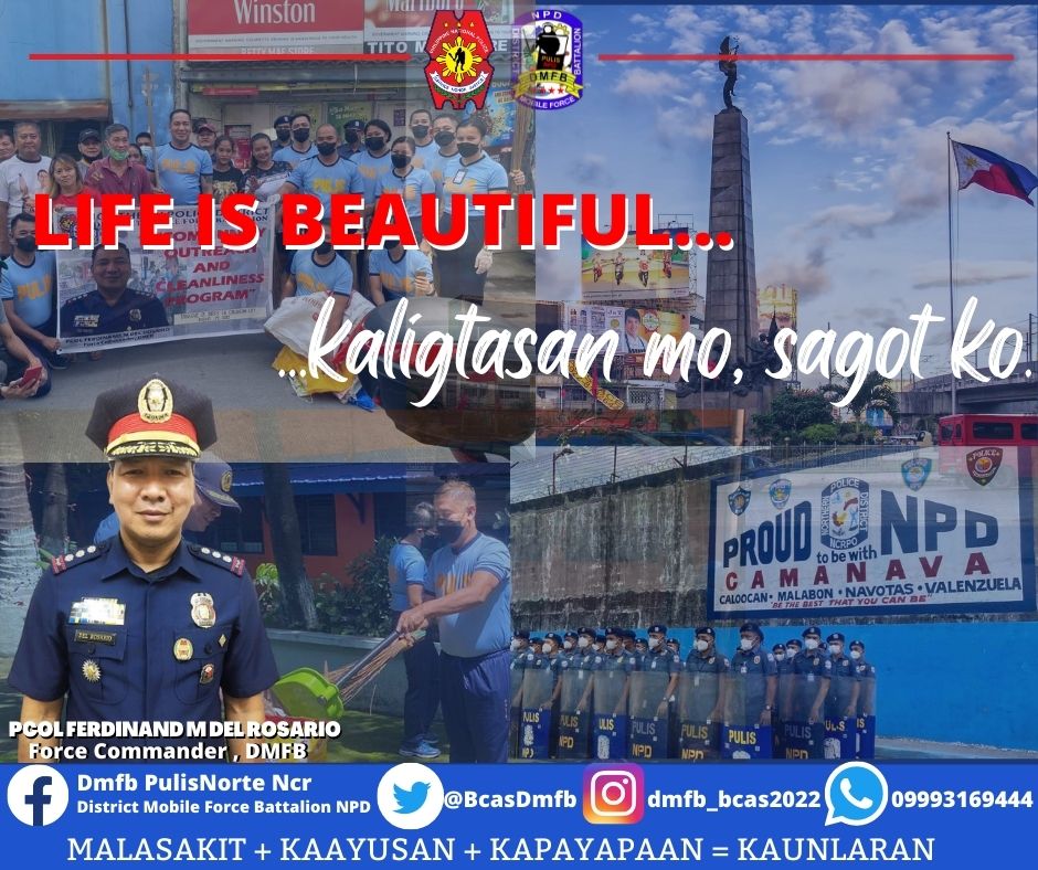 BcasDmfb's tweet photo. Life is Beautiful... Kaligtasan mo, Sagot ko ... 
Malasakit + Kaayusan + Kapayapaan = Kaunlaran 
S.A.F.E. NCRPO 
Seen, Appreciated, Felt  and Extraordinary Police Officer 
#MKKequalsK
#SAFENCRPO
#PNPKakampiMo
#TeamPNP
#WeServeAndProtect 
#MAKATAO
#Makakalikasan https://t.co/JfPhIev1SY