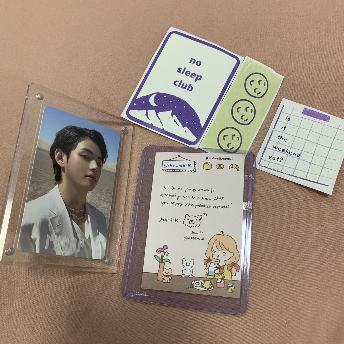 thv_bibi's tweet photo. Taehyung’s here! My last pc to complete my Taetae proof agenda 🥹 thank you so much @0326haul 💜💜💜💜 https://t.co/mcbfMNPJHz