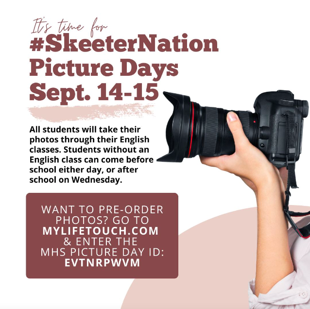 Picture Days are coming! It's time for a sparkly new ID badge, so come to school on Wednesday (or Thursday) with your best #SkeeterNation smile! #empowerimpactlove #skeeternation