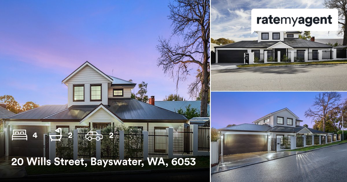 coreyadamson's tweet photo. 🛌 4 🛀 2 🚘 2
📍 20 Wills Street, Bayswater, WA, 6053

My latest sale on #RateMyAgent
https://t.co/o55kDXf2TQ

...
#ratemyagent #realestate #The_Agency_Perth https://t.co/xd9nooTrrS