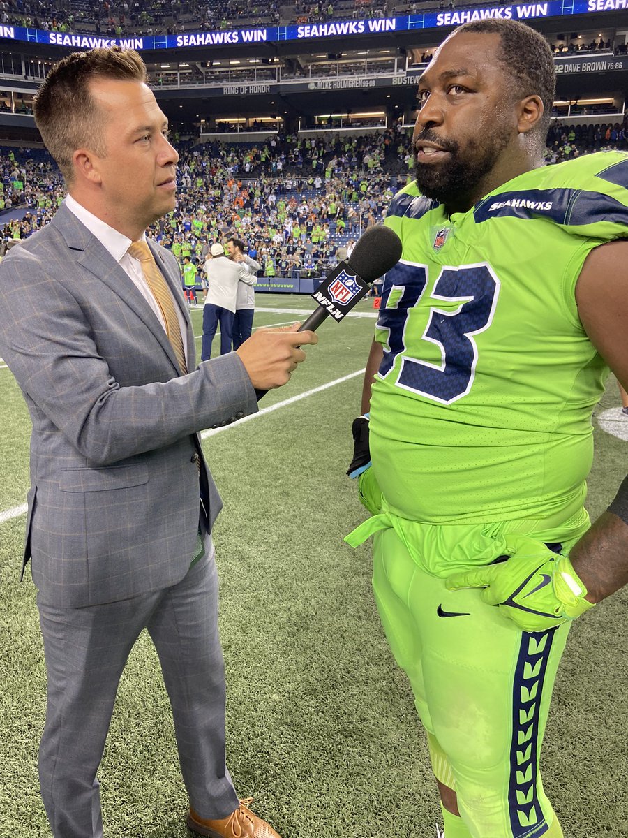 My interview on the field with former #broncos DL Shelby Harris, now #seahawks DL, on the field, Harris went off on the trade and the win! 👀

my finial question was:

What did this win mean to you?

Harris: 

I got one thing to say. Let’s ride.