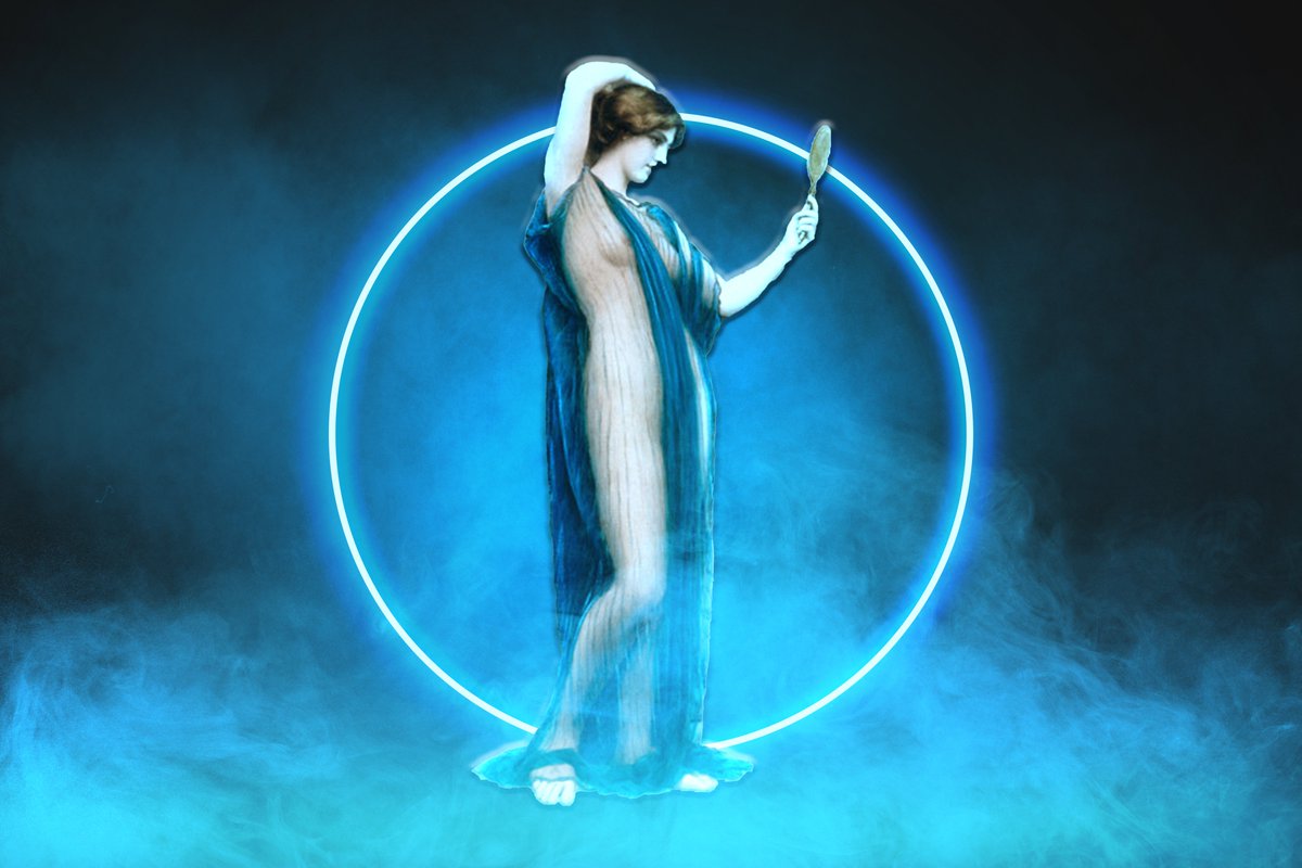 "Self Reflection" 1/1
Original painting: A Fair Reflection, John William Godward- 1915
—30% of all sales go to breast cancer charities— 
#nfts #nft #nftart #nftcommunity #nftcollector #nftartist #rarenft #breastcancer #charity