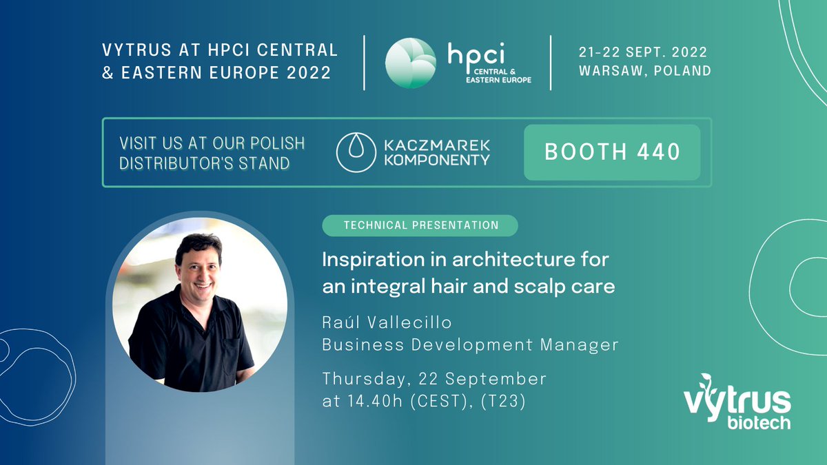 ChemiaiBiznes's tweet photo. @VytrusBiotech creates natural cosmetic actives from #plant stem cells based on efficacy, innovation, and sustainability thanks to its biological approach.
Visit them at #HPCI CEE 2022 in Warsaw:
๐๐ฝ 21-22 September
๐ Booth (440)
๐ฅ Schedule a meeting
#biotech #newconcepts https://t.co/uaKVhjI6qW