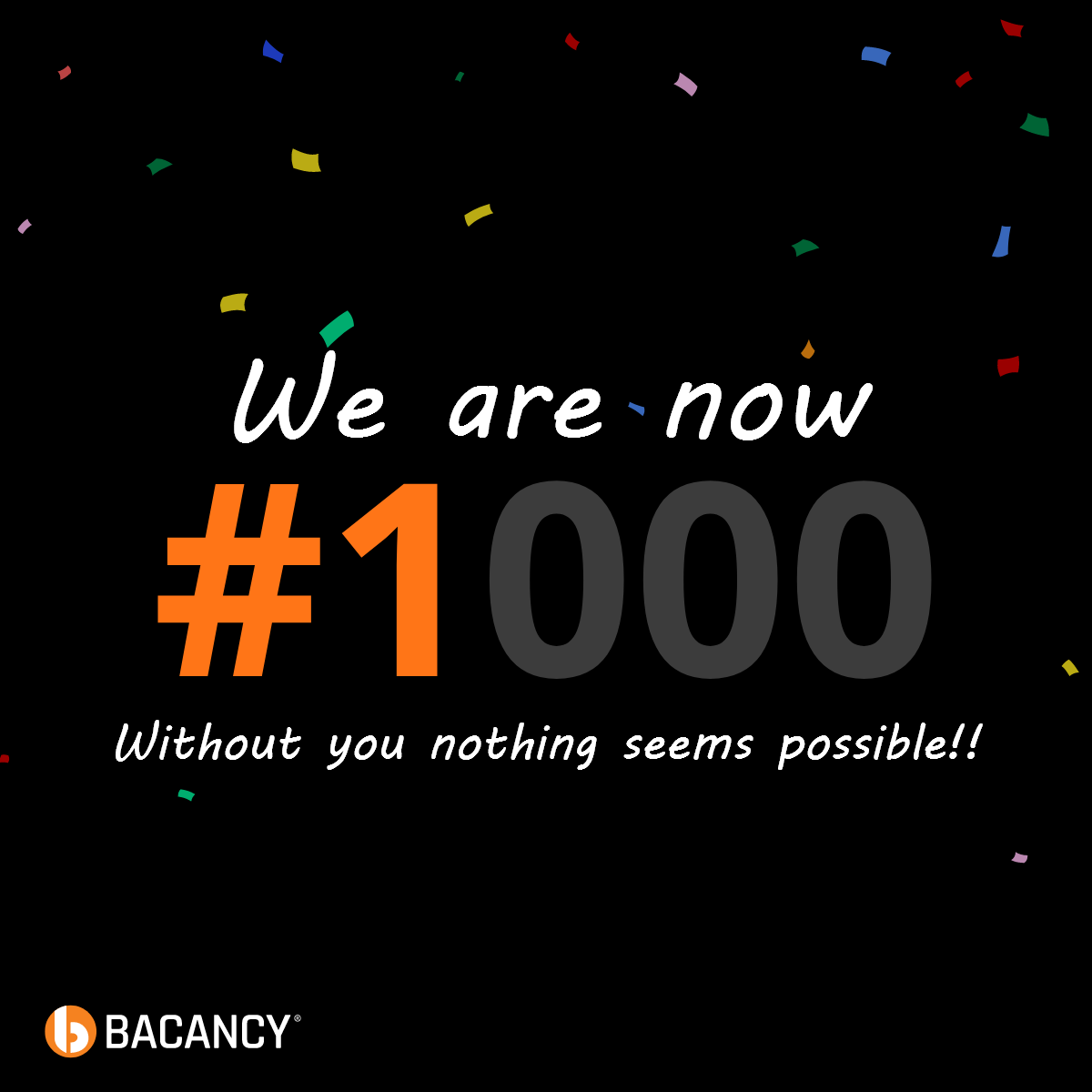 BacancyTech's tweet photo. And Bacancy had marked a 1000 employees or I would rather say 1000 Family members. All one has made the 1000 possible today. 

#1000members #BacancyTechnology #DedicatedToInnovation
#GrowWithBacancy https://t.co/iw5UaTPU78