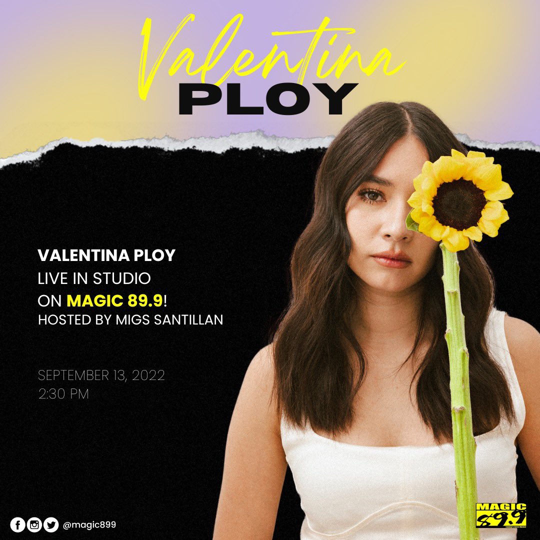 Catch @Valentinaploy live in the studio with our very own @migs_santi! Tune in later at 2:30pm! 💛 #MagicExclusives