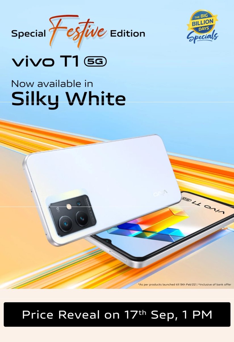 TechyPreacher's tweet photo. Vivo T1 5G Special festive edition
silky white price will be reveal on September 17th, 2022 in India 🇮🇳
6.58" FHD+ IPS display
120Hz | 240Hz
Snapdragon 695 5G SoC
5000mAh, 18W
50MP+2MP+2MP rear
16MP front
BT 5.1
N77, N78 5G bands
8.25mm, 187G
#Vivo #VivoT1 #VivoT15G https://t.co/mR1P3j9C3g