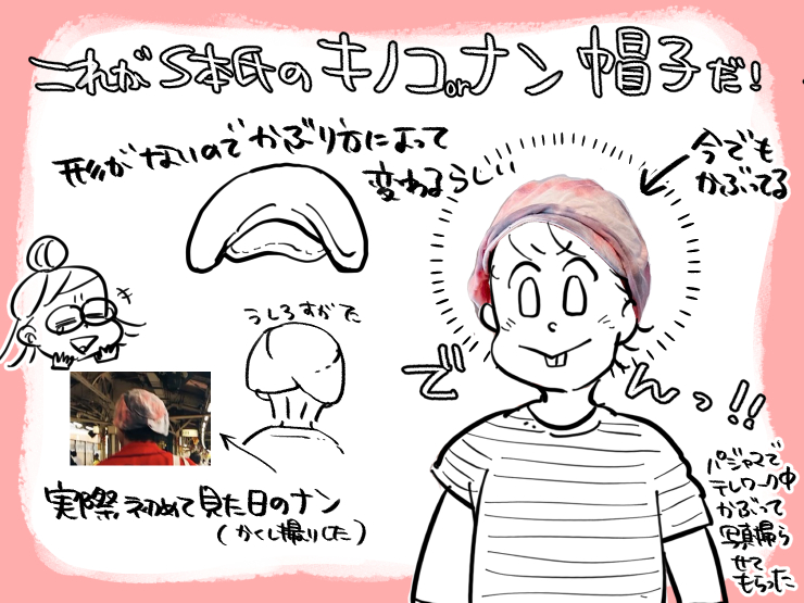 2年後しだけど実物これです。てろてろっとした布なのでかぶり方によって形がかわるようです!初見は本当、ナン…?って感じでした😂 今でもお気に入りで被ってます。 https://t.co/Oc83mQcRV7