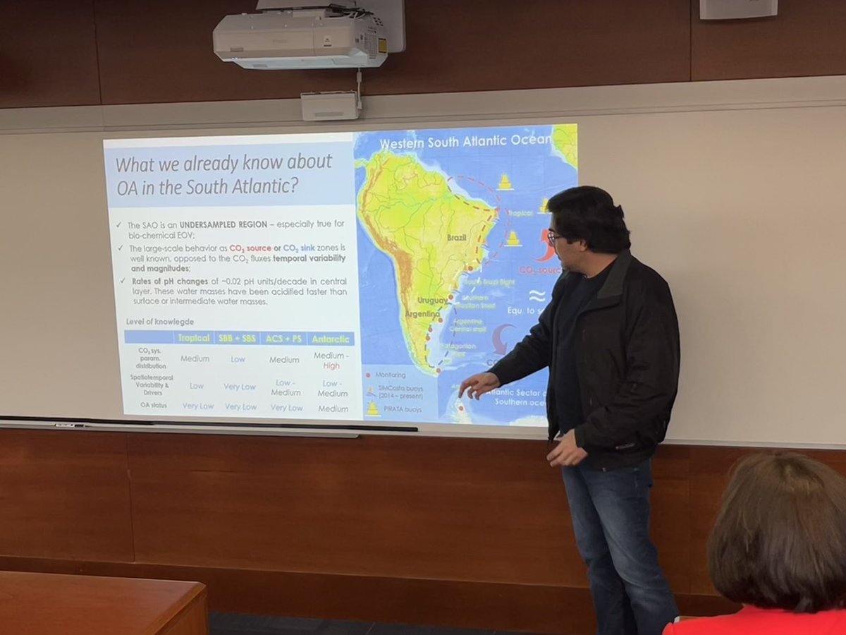 leocfurg's tweet photo. Today, at the Latin American Oceanic Acidification Network #LAOCA event, during @Highco2L, Prof. Rodrigo Kerr presented, from the #Tropical Ocean to #Antarctica, the main areas of study by the #Brazilian Network for Oceanic Acidification (#BrOA), based at #LEOC. https://t.co/YJqiphsJqV