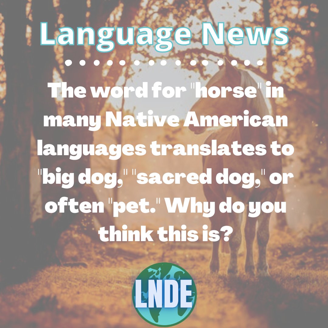 LanguageNerdPod's tweet photo. To the Native Americans, horses resembled wealth and strength. But they were also an important part of the family! Check out episode 63 this week for more information! #language #culture #podcast #horses https://t.co/upPuIl8y3e
