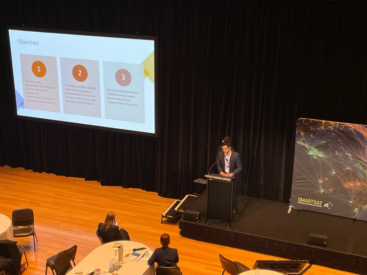 SmartSatCRC's tweet photo. This afternoon's round of Technical Sessions explored @SmartSatCRC projects in the field of Onboard Processing and Earth Observation Instruments, and Communications and Platforms. 

#SSCRC22 #Conference #AuSpace #SpaceIndustry #Event #Space #TechnicalSessions #EarthObservation https://t.co/3oqd9h9zV8