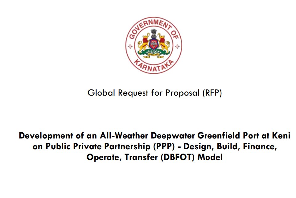 IndexKarnataka's tweet photo. Global Tender floated for:
Development of an All-Weather Deepwater Greenfield Port at Keni on Public Private Partnership (PPP) - Design, Build, Finance, Operate, Transfer (DBFOT) Model
Thank you @BSBommai @VSOMANNA_BJP for taking up this work! https://t.co/W2FwwwVZPx