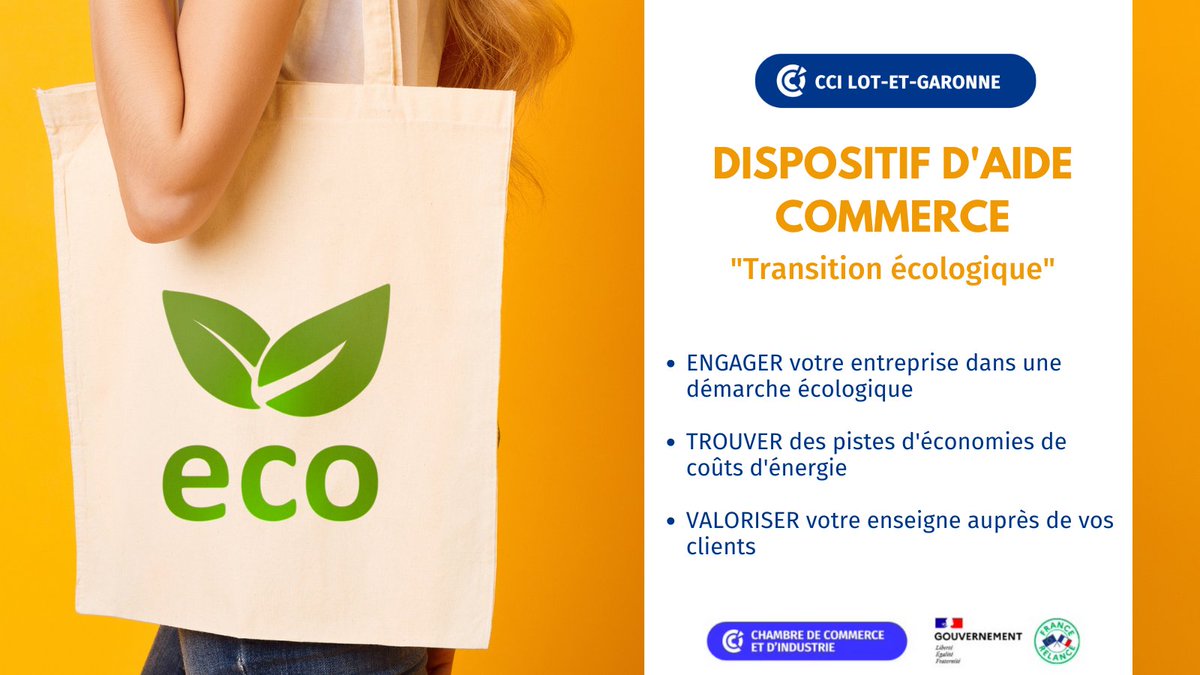 CCI47's tweet photo. [AIDE COMMERCE]
💬 Commerçants, restaurateurs, hébergeurs touristiques, vous pouvez bénéficier d’un diagnostic individuel et d’un accompagnement sur-mesure GRATUITS pour accélérer votre transition écologique !
👉 Vous souhaitez en savoir + ? : https://t.co/dX9MmB9JnD https://t.co/O7qzHmUrDL