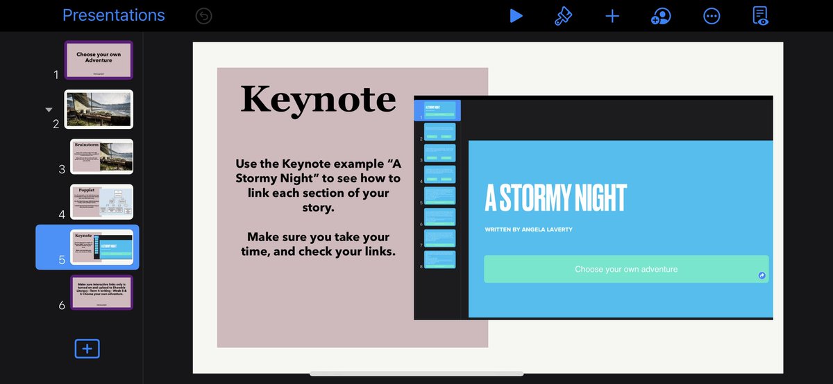 Students used Popplet and Keynote to create their own interactive links ‘choose your own adventure’ stories! #Apple #AppleEduCommunity #AppleEDU #Keynote #Popplet