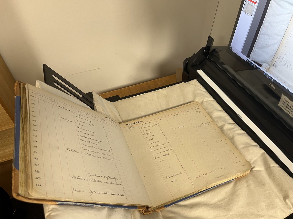 This week we’re scanning historic registers of rocks &amp; minerals collected by the Geological Survey of Victoria in the 1800s &amp; 1900s (now in <a href="/museumsvictoria/">Museums Victoria</a>’s collection). Having these available digitally will greatly facilitate research &amp; reduce handling of these fragile tomes.
