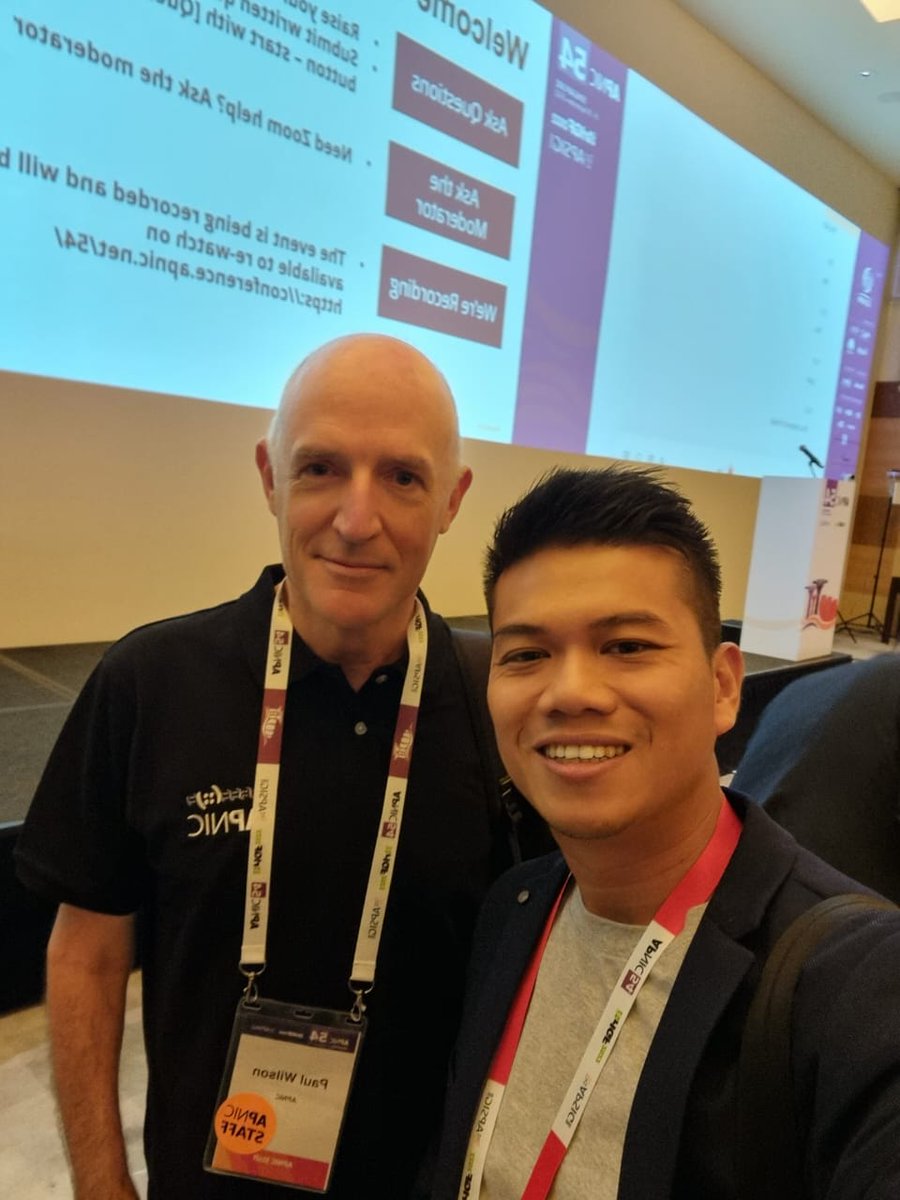 m_arifangga's tweet photo. With @apnicdg Director General at APNIC.
Best of luck for the APNIC 54 Workshops, Partner Meetings & Conference held at the Grand Hyatt Singapore on 8 - 15 September 2022.
#APJII #APJIIIndonesia #KetumAPJII #Daily #DailyUpdate #TransformasiDigital #APNIC54 https://t.co/MswHUCODal