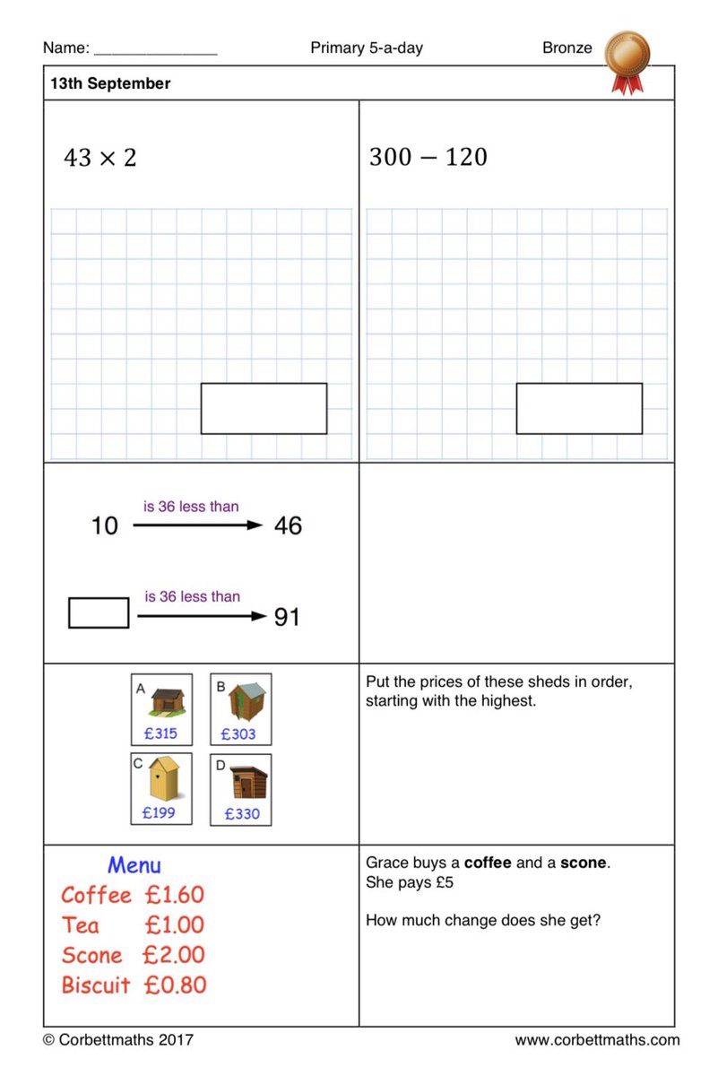 Corbettmaths on Twitter: "Primary 5-a-day with 4 levels of difficulty ...