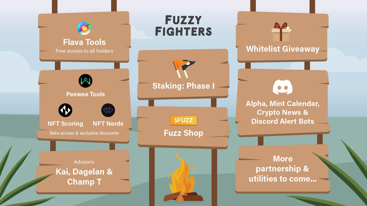 🏝 Welcome to Fuzzy Fighters 🏝

Instant utilities provided when you join as a holder

Value creation is at the heart of what we do and we're just getting started. Join our discord to learn more