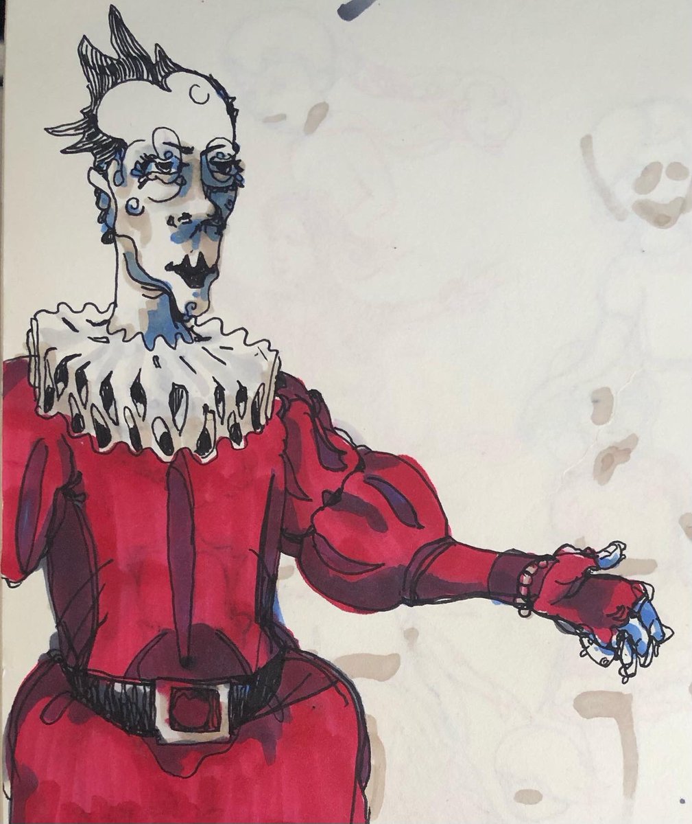 SantaKlausNomi's tweet photo. Halloooo, how are you doing, sweet und lovely kinder? Look, I made meine elf portrait, hoo hoo! Santanomi loves to make doooooooodles, hoo hoo hoo! Doodle oo! https://t.co/bsDjo58K5o