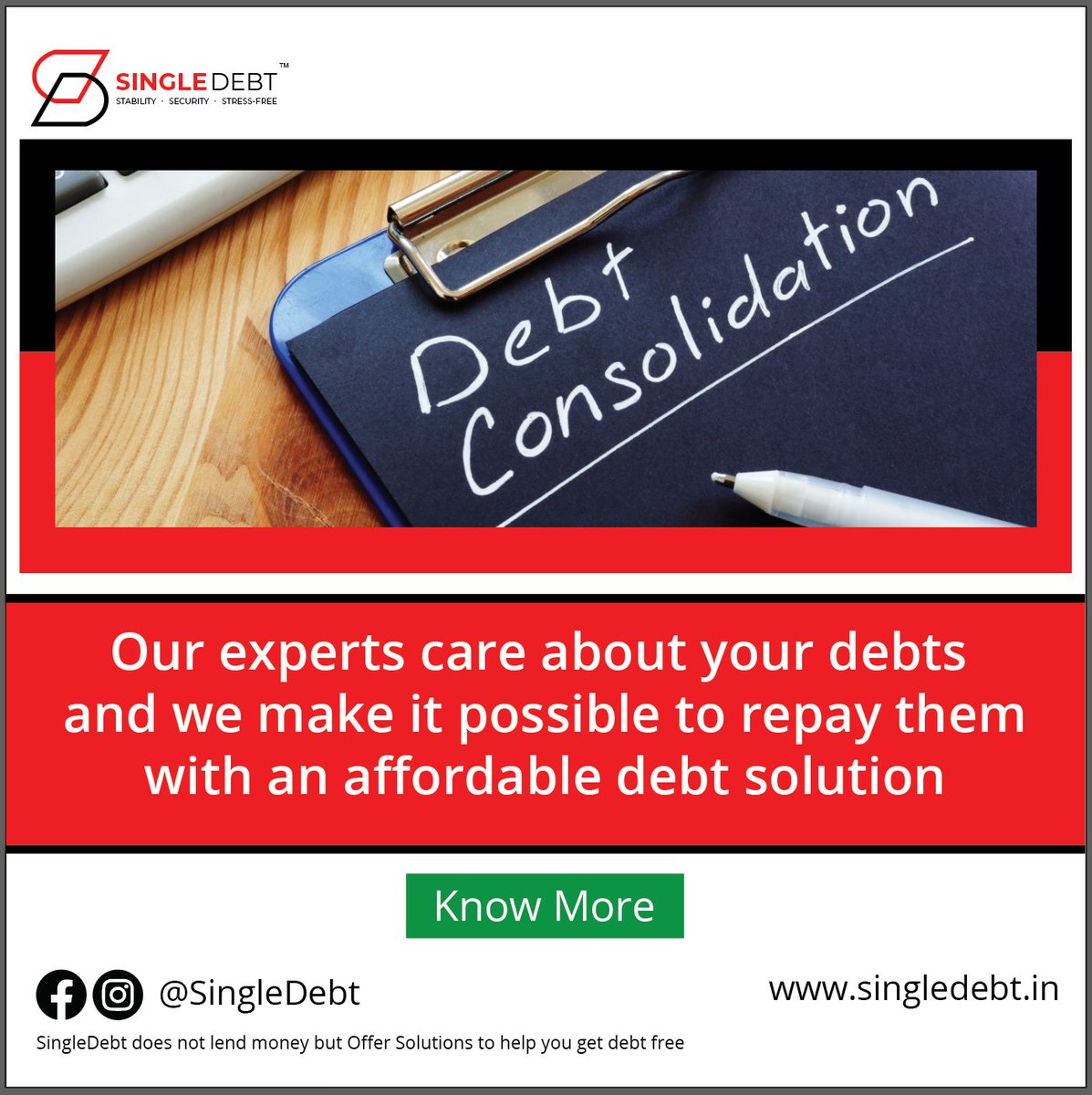 Single_Debt's tweet photo. Consider SingleDebt as the best debt solution to repay your debts
contact: 9619103594 / 022 68762605 or visit https://t.co/t1LDhfiAFD
#singledebt #debt #debtmanagement #debtsolution #debtprogram #debtfree #debtsettlement #DMP #loan #bankloan #banks #finance #financial https://t.co/qMz8d2PYmf